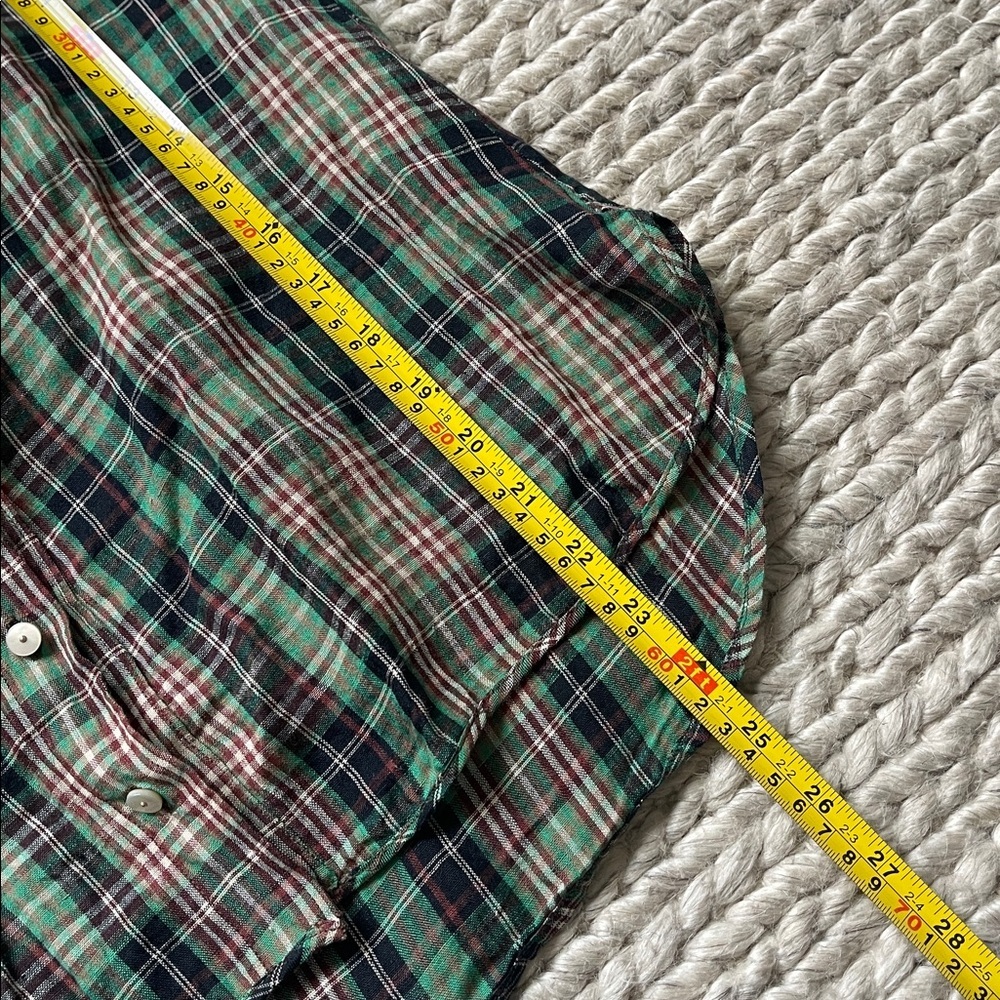 Vintage Green Plaid Peter Pan Collar Blouse Romantic Cottagecore Top Twee Indie - Picture 12 of 12